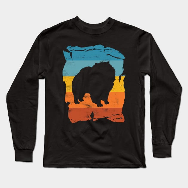 Chow Chow Distressed Vintage Retro Silhouette Long Sleeve T-Shirt by DoggyStyles